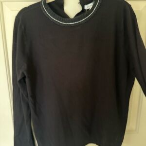 Sioni Black Top with Beaded Trim